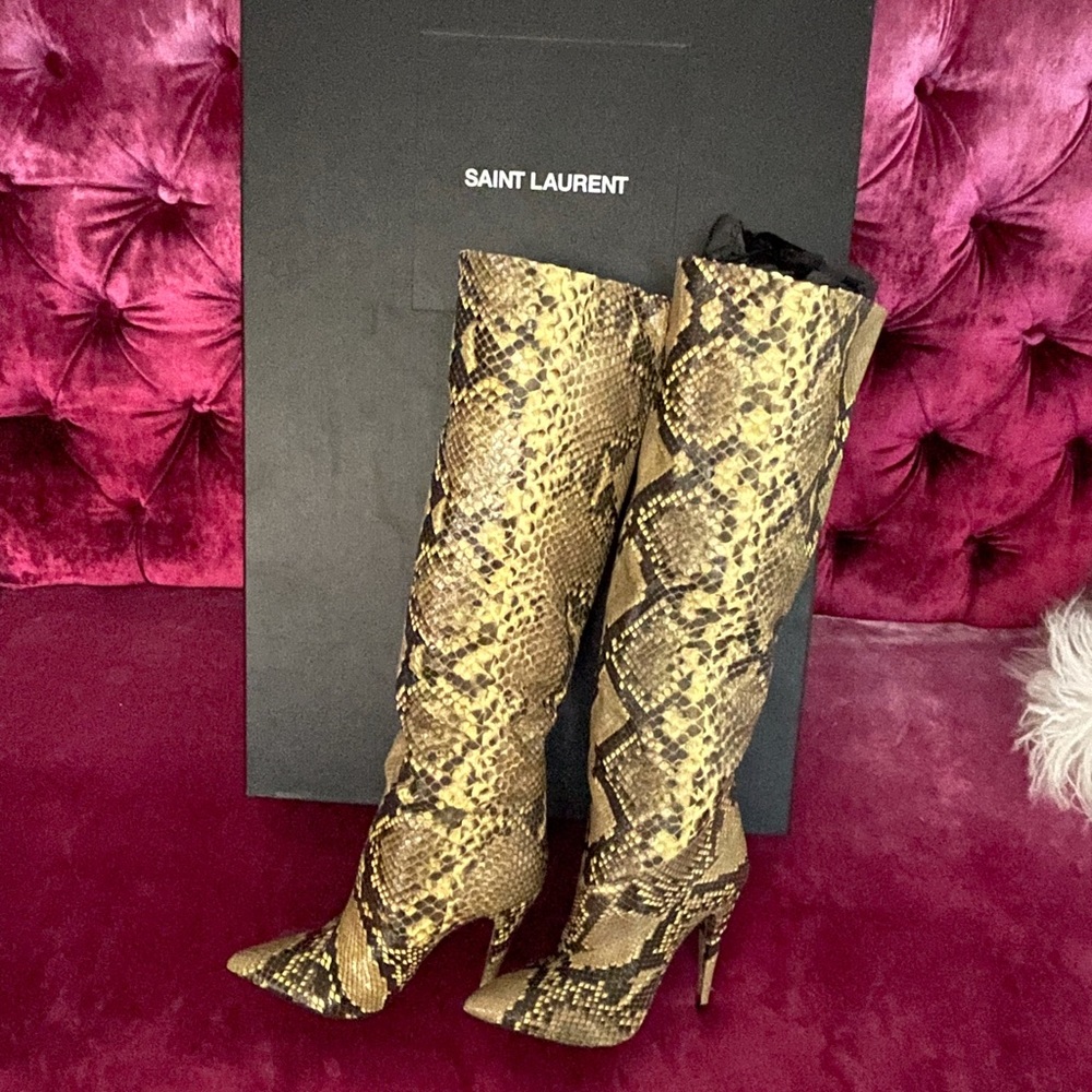 Saint Laurent authentic snake skin boots. New